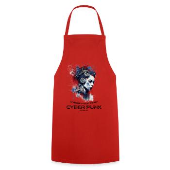 CyberInk Tech-Tattoo 10 - Kochschürze - Rot - Vorne - AI Model Male 185 dark (185cm)