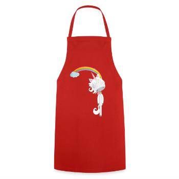 Unicorn hangs on the rainbow - Cooking Apron - red - Front - AI Model Male 185 dark (185cm)