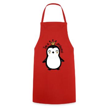 Cute Penguin Queen Design - Cooking Apron - red - Front - AI Model Male 185 dark (185cm)