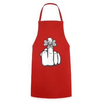 Fuck You! Mittelfinger! Schleife süß cool Symbol - Kochschürze - Rot - Vorne - AI Model Male 185 dark (185cm)