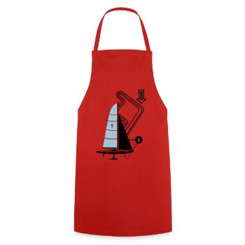 Modern Sailing Yacht Regatta Course Sailboat Yacht - Cooking Apron - red - Front - AI Model Male 185 dark (185cm)
