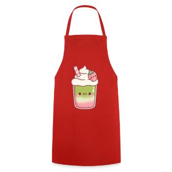 Süßer Eiskaffer Matcha Erdbeer-Latte - Kochschürze - Rot - Vorne - AI Model Male 185 dark (185cm)