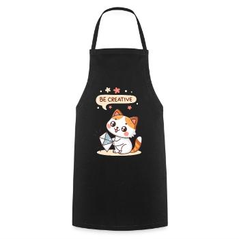 Chat Kawaii Créatif - Tablier de cuisine - noir - Devant - AI Model Male 185 dark (185cm)
