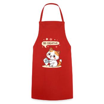 Kreative Kawaii-Katze - Kochschürze - Rot - Vorne - AI Model Male 185 dark (185cm)