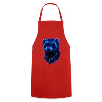 Cosmic Ferret with Flashes of Neon Light - Cooking Apron - red - Front - AI Model Male 185 dark (185cm)