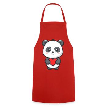 Bébé panda mignon avec cœur - Tablier de cuisine - rouge - Devant - AI Model Male 185 dark (185cm)