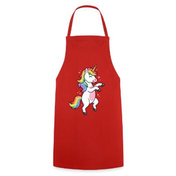 Danse de la Licorne Arc-en-ciel et Scintillante - Tablier de cuisine - rouge - Devant - AI Model Male 185 dark (185cm)