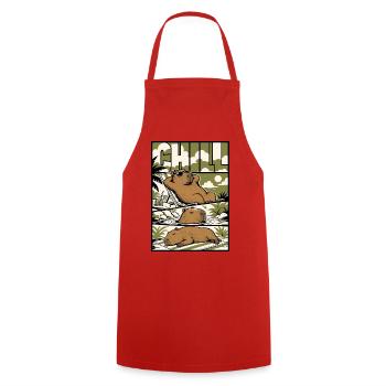 Chill Capybara Relax Design - Tablier de cuisine - rouge - Devant - AI Model Male 185 dark (185cm)