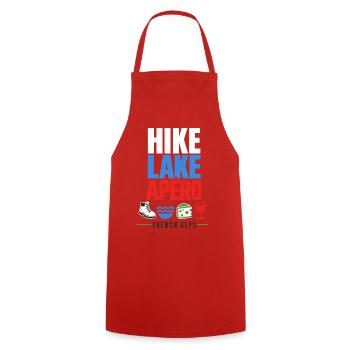 Hike Lake Apero French Alps Summer Travel Saying - Cooking Apron - red - Front - AI Model Male 185 dark (185cm)