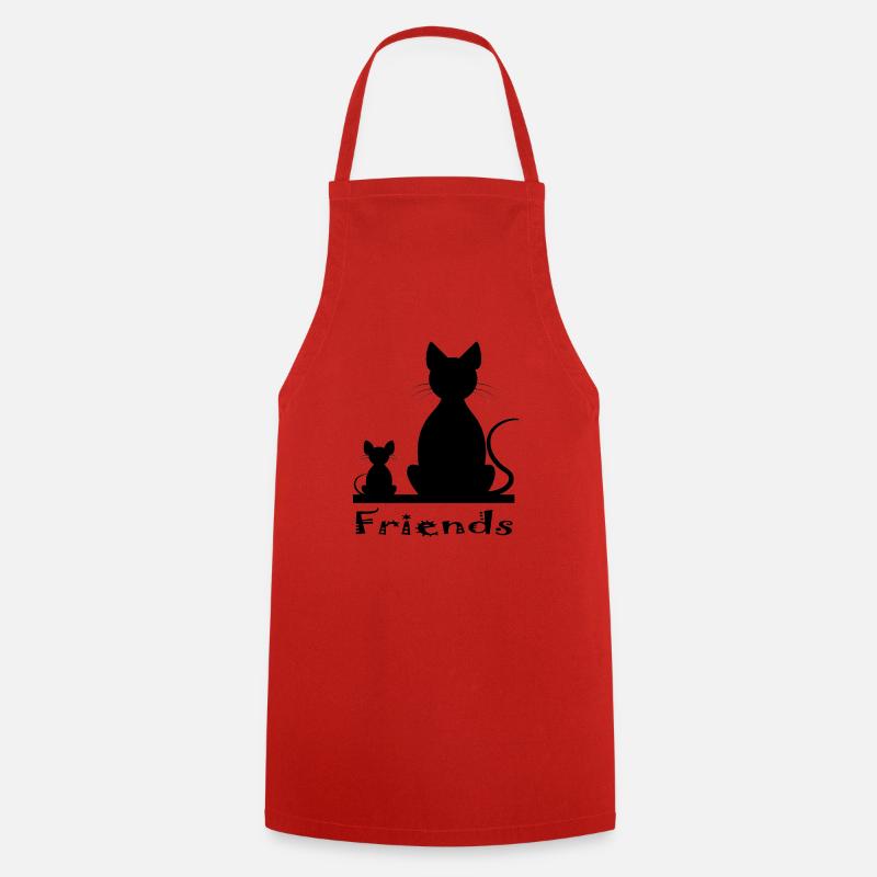 Cat and mouse as friends - Cooking Apron - red