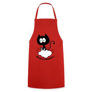 Chat réveil en chargement, humour de chat ! - Tablier de cuisine - rouge - Devant - AI Model Male 185 dark (185cm)