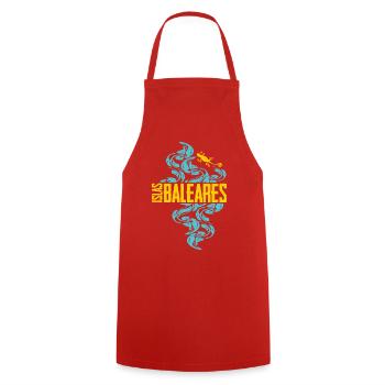 Balearic Islands Waves Pattern - Cooking Apron - red - Front - AI Model Male 185 dark (185cm)