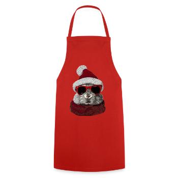 Bunny Glasses Christmas Motif Rabbit - Cooking Apron - red - Front - AI Model Male 185 dark (185cm)