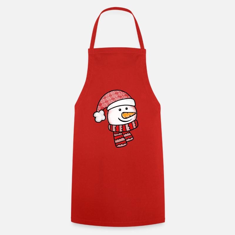 Cute And Chilly Little Snowman - Cooking Apron - red