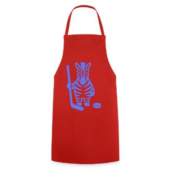 Minimalistisches Zebra Eishockey Silhouette Design - Kochschürze - Rot - Vorne - AI Model Male 185 dark (185cm)