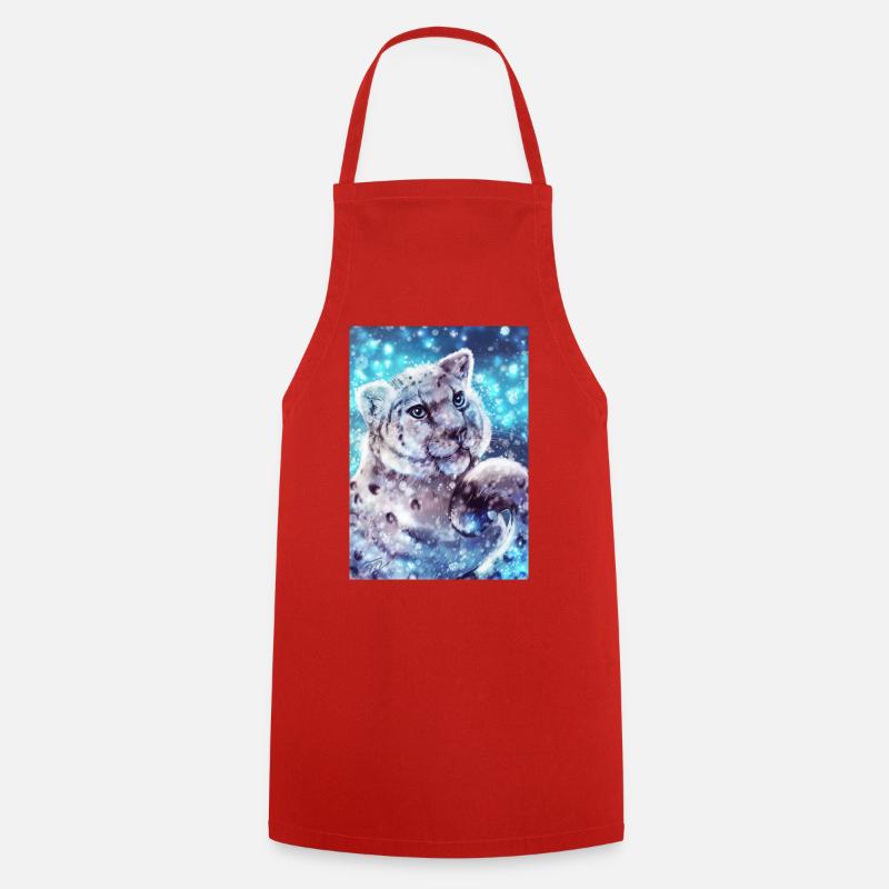 Snow Leopard Poster - Cooking Apron - red