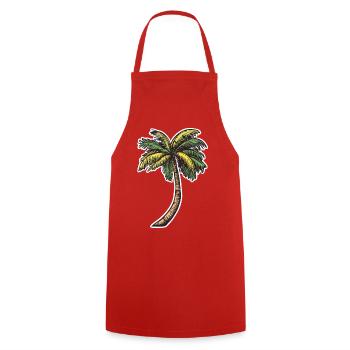 Palm tree - Cooking Apron - red - Front - AI Model Male 185 dark (185cm)