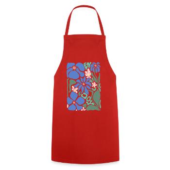 Gute Laune Blumen - blau - Kochschürze - Rot - Vorne - AI Model Male 185 dark (185cm)