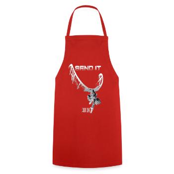 Send It Skelettdrache Grunge - Kochschürze - Rot - Vorne - AI Model Male 185 dark (185cm)