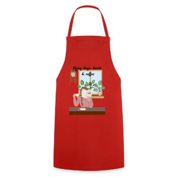 Journées câlins lecture avec café - Tablier de cuisine - rouge - Devant - AI Model Male 185 dark (185cm)