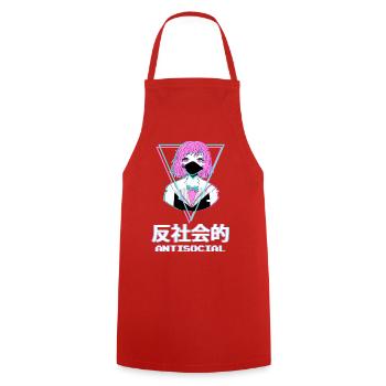 Anti Social Girl Moody Cute Aesthetic - Cooking Apron - red - Front - AI Model Male 185 dark (185cm)