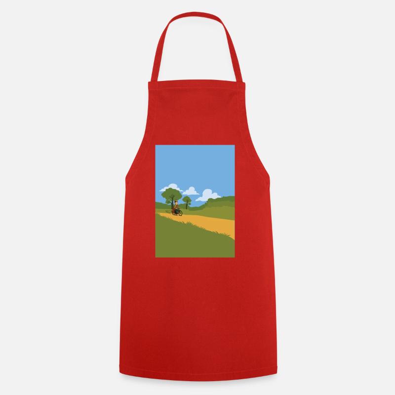 Postman on a bicycle - Cooking Apron - red