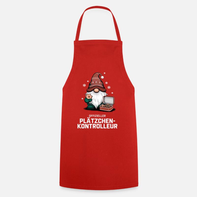 Official Cookie Inspector Gnome - Cooking Apron - red