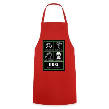 Marvin_T-shirt_grün - Kochschürze - Rot - Vorne - AI Model Male 185 dark (185cm)