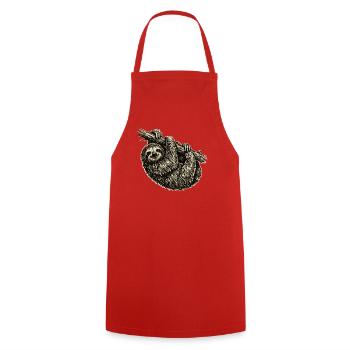 Sloth illustration in vintage style - Cooking Apron - red - Front - AI Model Male 185 dark (185cm)