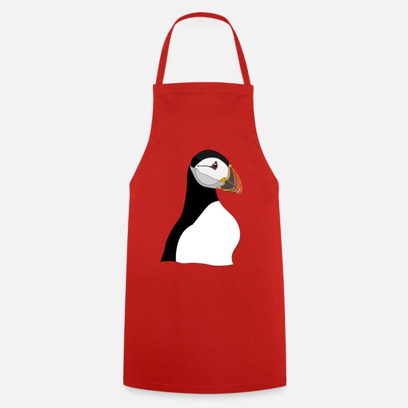 Puffin Head Print - Kochschürze - Rot