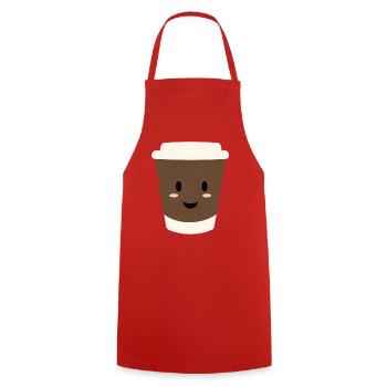 Kawaii Kaffee-Becher Lächeln - Kochschürze - Rot - Vorne - AI Model Male 185 dark (185cm)