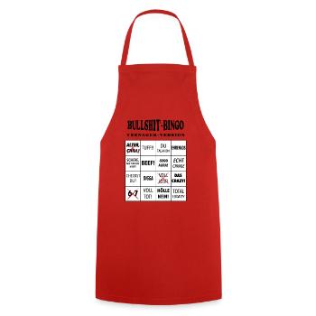 Bingo à la connerie – Version ado - Tablier de cuisine - rouge - Devant - AI Model Male 185 dark (185cm)