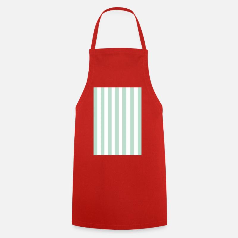 Stripes - green, white, personalizable - Cooking Apron - red