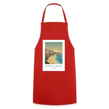 Côte d’Azur Riviera Sommerstrand - Kochschürze - Rot - Vorne - AI Model Male 185 dark (185cm)