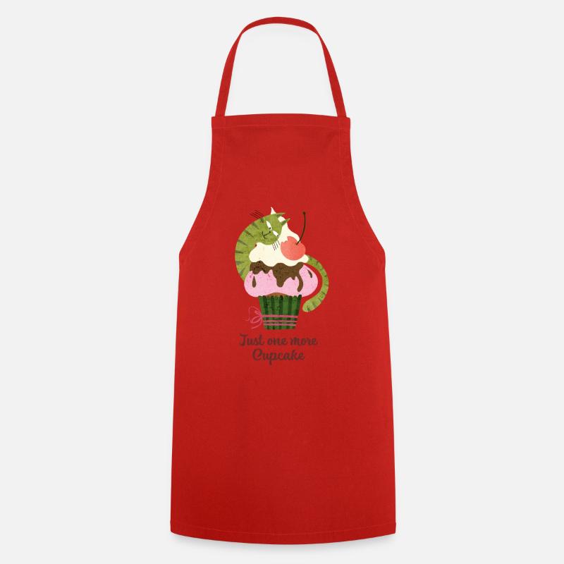 Just One More Cupcake Cute Cat Funny Dessert Lover - Cooking Apron - red