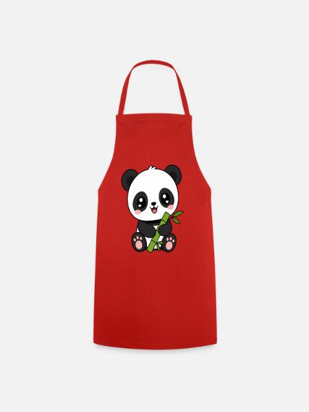 Panda Bambus Charm - Kochschürze - Rot
