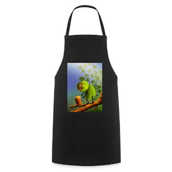 Monstre grimpeur vert drôle - Tablier de cuisine - noir - Devant - AI Model Male 185 dark (185cm)