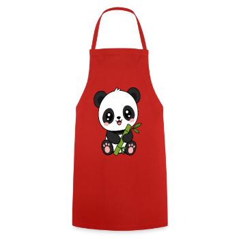 Kleiner Panda mit Bambus - Kochschürze - Rot - Vorne - AI Model Male 185 dark (185cm)