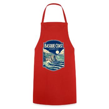 Côte basque Bilbao Espagne Voyage, Atlantic Air - Tablier de cuisine - rouge - Devant - AI Model Male 185 dark (185cm)