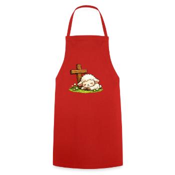 Christianity Cross Faith Religious Motif - Cooking Apron - red - Front - AI Model Male 185 dark (185cm)