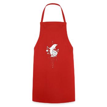 Dauphin floral et étoiles - Tablier de cuisine - rouge - Devant - AI Model Male 185 dark (185cm)