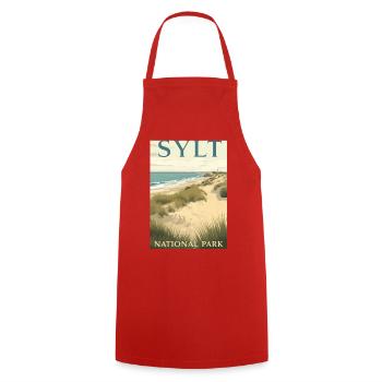 Sylt National Park | Vintage Beach Poster - Cooking Apron - red - Front - AI Model Male 185 dark (185cm)