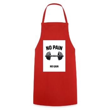 No Pain No Gain Fitness Design - Kochschürze - Rot - Vorne - AI Model Male 185 dark (185cm)