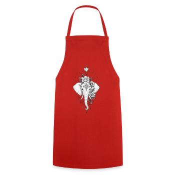 Blumen-Elefantenmandala-Schmuck - Kochschürze - Rot - Vorne - AI Model Male 185 dark (185cm)