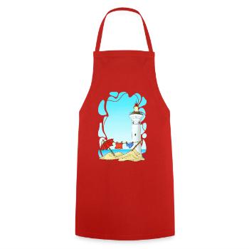 Phare sur Sunny Beach - Tablier de cuisine - rouge - Devant - AI Model Male 185 dark (185cm)