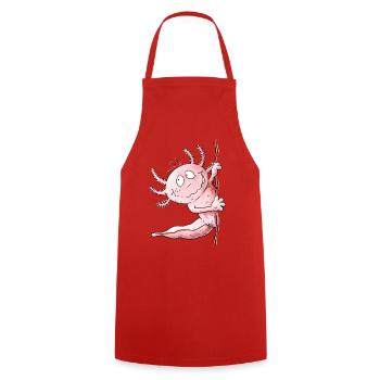Lustiger Axolotl um die Ecke | Amphibie Geschenk - Kochschürze - Rot - Vorne - AI Model Male 185 dark (185cm)