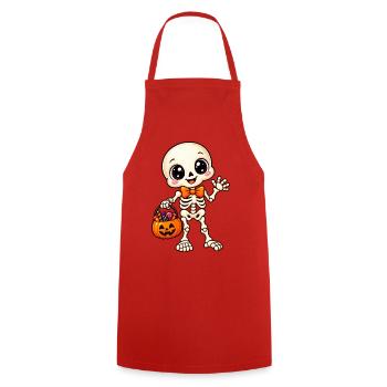 Niedliches Halloween-Skelett und Kürbis - Kochschürze - Rot - Vorne - AI Model Male 185 dark (185cm)