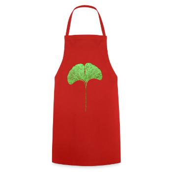 Gingko Blatt - Kochschürze - Rot - Vorne - AI Model Male 185 dark (185cm)