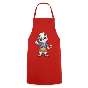 Lustiger Panda Koch mit Kochmütze - Kochschürze - Rot - Vorne - AI Model Male 185 dark (185cm)