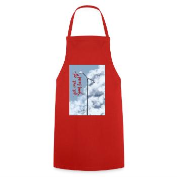 Wolken und Straßenlaterne am Himmel - Kochschürze - Rot - Vorne - AI Model Male 185 dark (185cm)